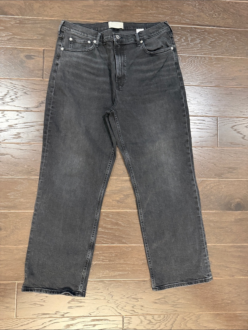 Everlane The Cheeky Straight Jean Washed Black 33R Organic Cotton High Rise
